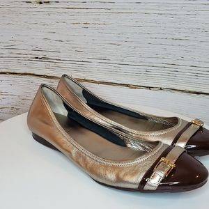 Cole Haan Nike Air bronze buckle flat brown toe